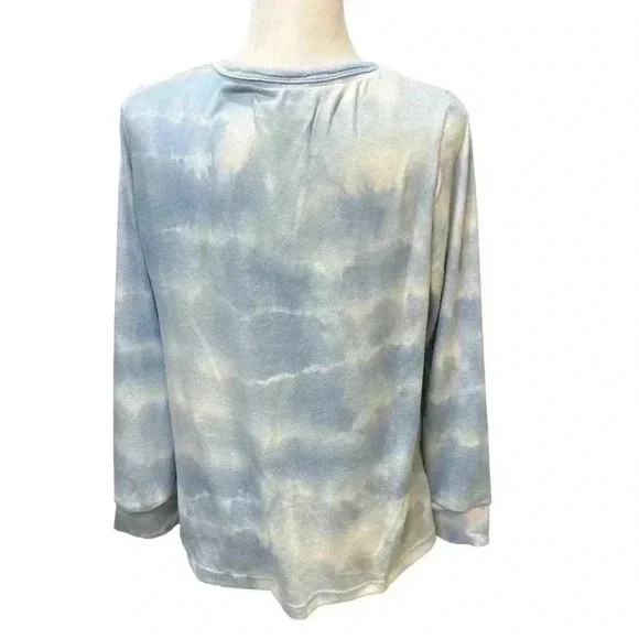 White Mark Blue and White tie dye pajama top Size L - Picture 2 of 5